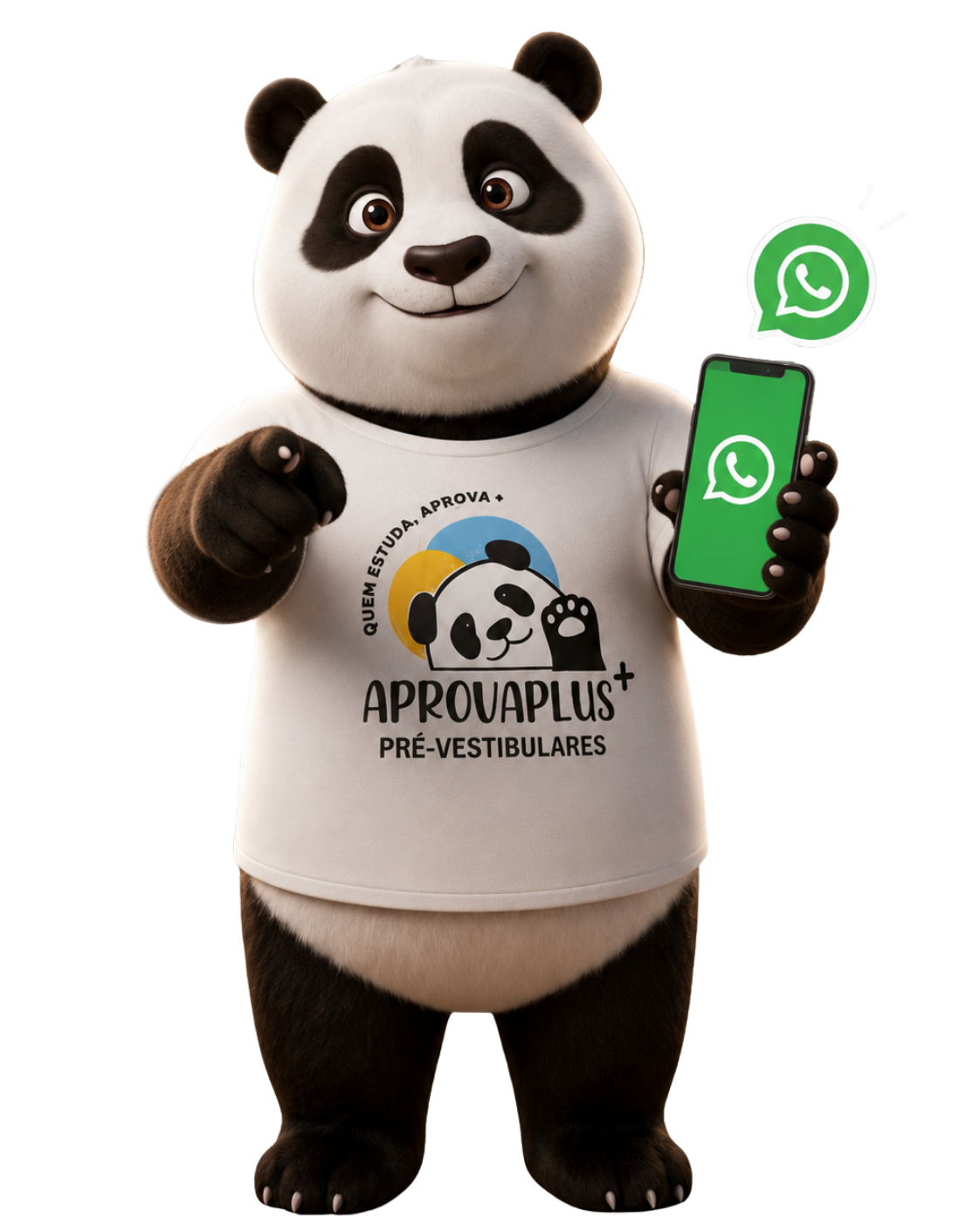 Mascote Aprova Plus — Fale conosco pelo WhatsApp